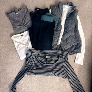 Old Navy Cardigan, Shirt, vest, jeans, and dress bundle